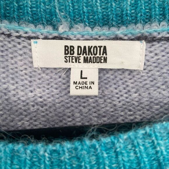 BB Dakota By Steve Madden Wool Blend Ombre Crew Neck Sweater Blue Large - Picture 4 of 9